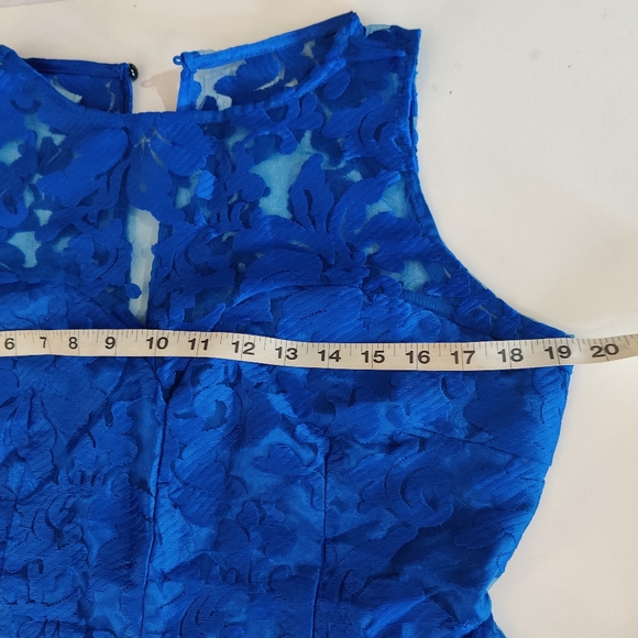 Royal Blue Lace Belted High Low Dress - Picture 11 of 11